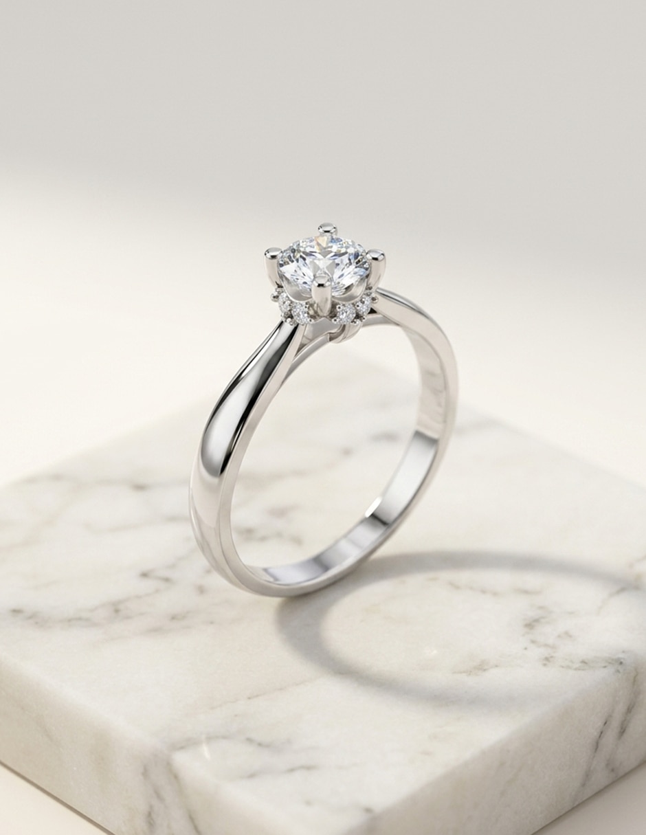 Anillo de compromiso de oro 18 k zirconia cúbica 6
