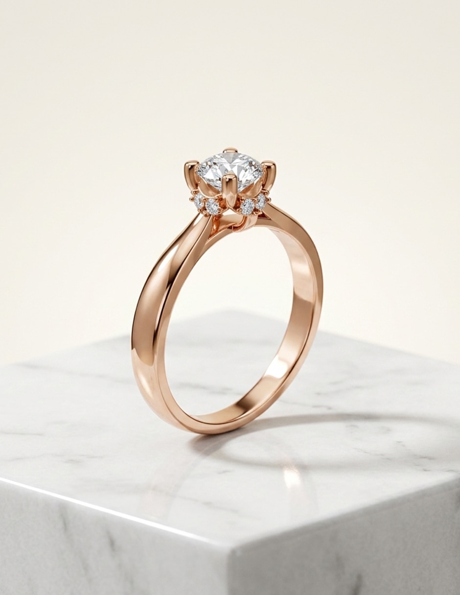 Anillo de compromiso de oro 9 k zirconia cúbica 7