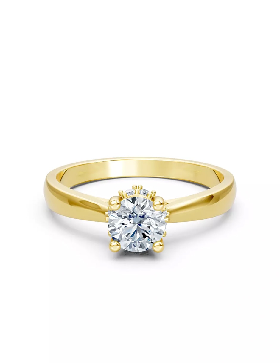 Anillo de compromiso de oro 14 k zirconia cúbica