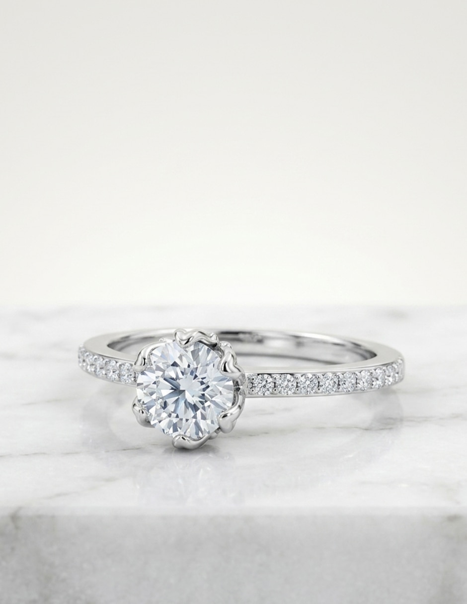 Anillo de compromiso de oro 14 k zirconia cúbica 6