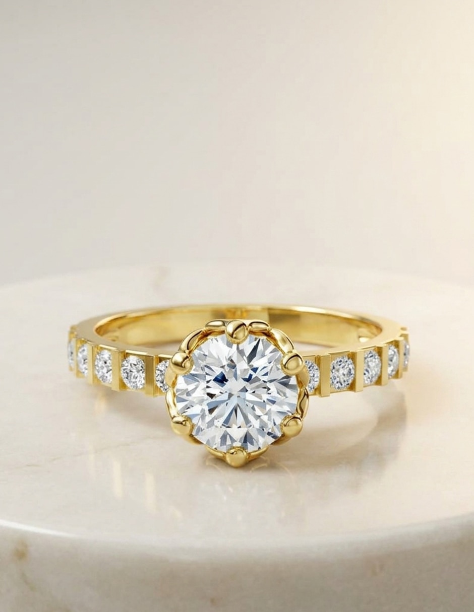 Anillo de compromiso de oro 14 k zirconia cúbica 5