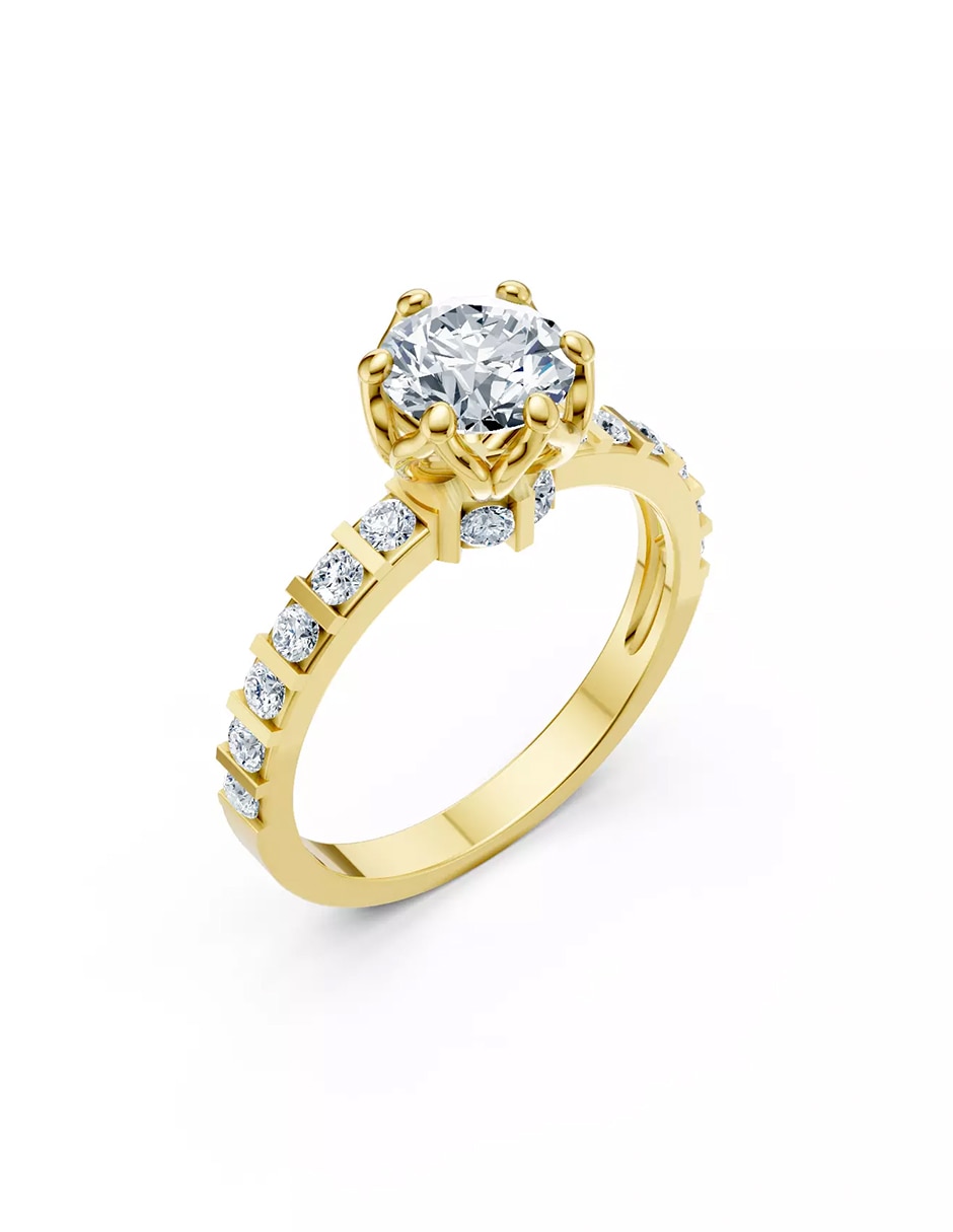 Anillo de compromiso de oro 14 k zirconia cúbica 6