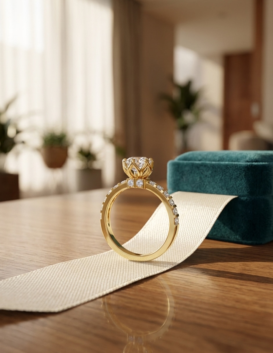 Anillo de compromiso de oro 14 k zirconia cúbica 7