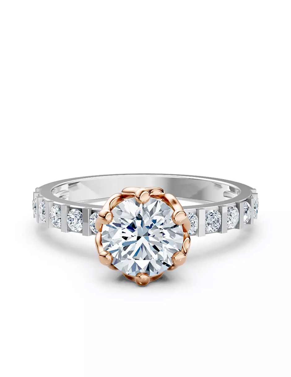 Anillo de compromiso de oro 18 k zirconia cúbica