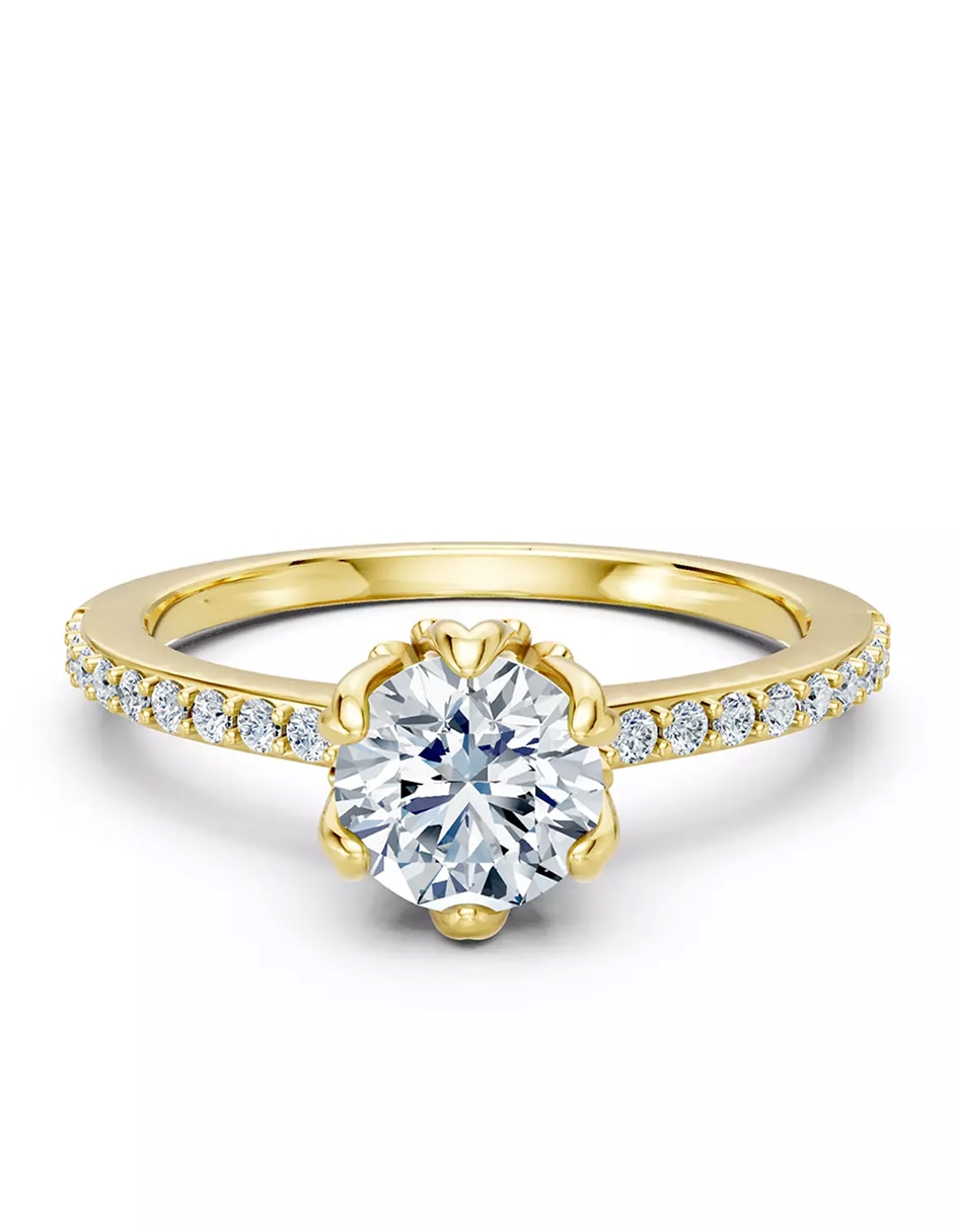 Anillo de compromiso de oro 14 k Amore Mio zirconia cúbica