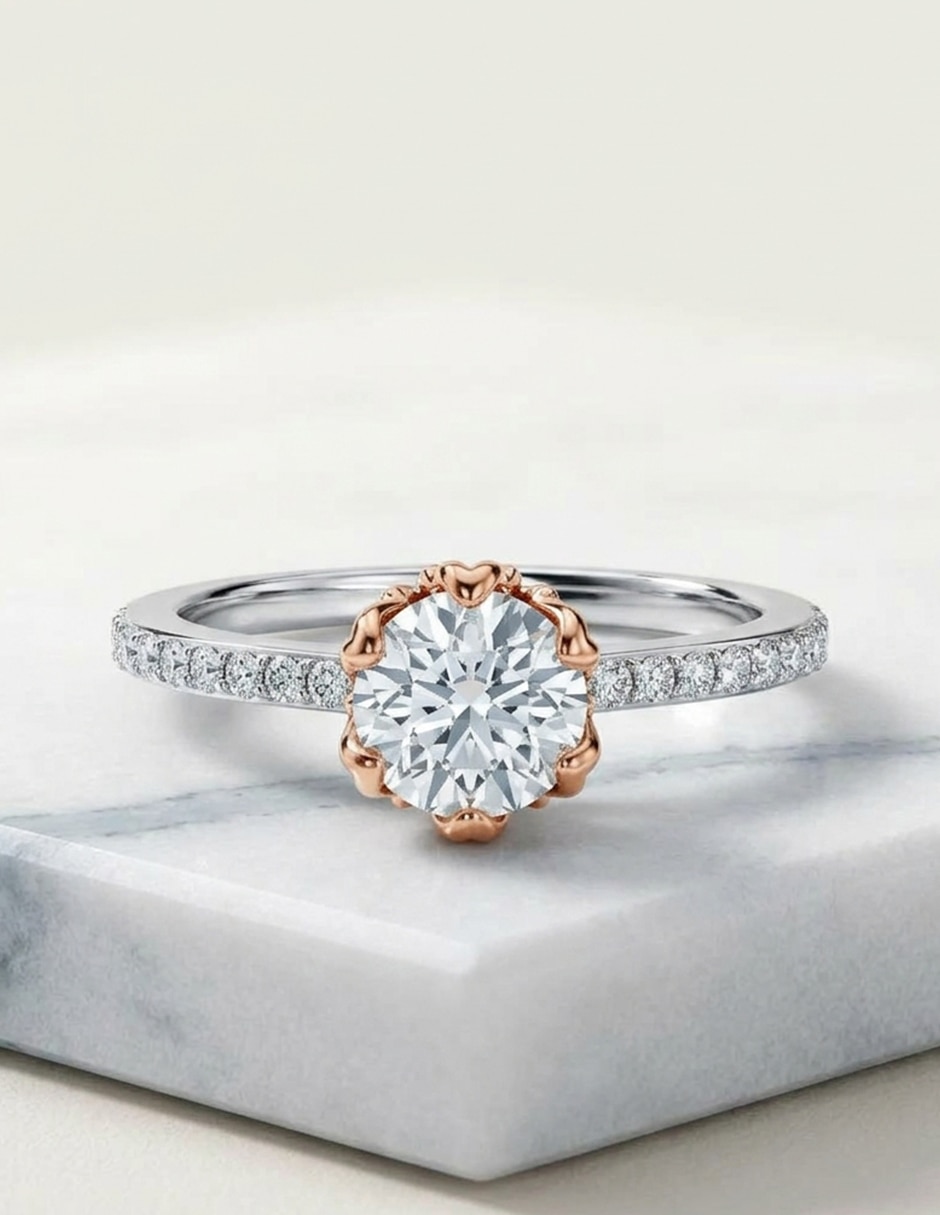 Anillo de compromiso de oro 9 k zirconia cúbica 4