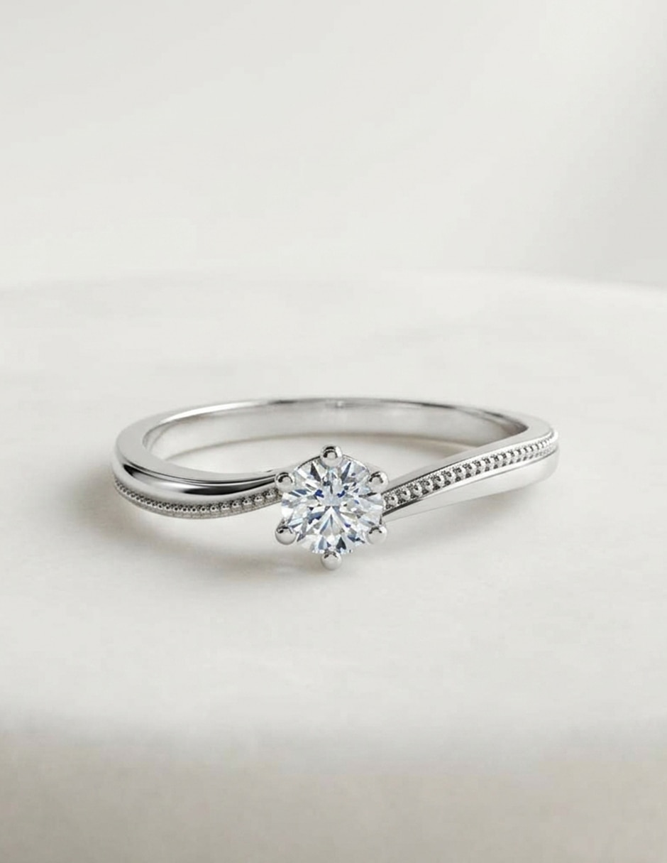 Anillo de compromiso de oro 14 k zirconia cúbica 7