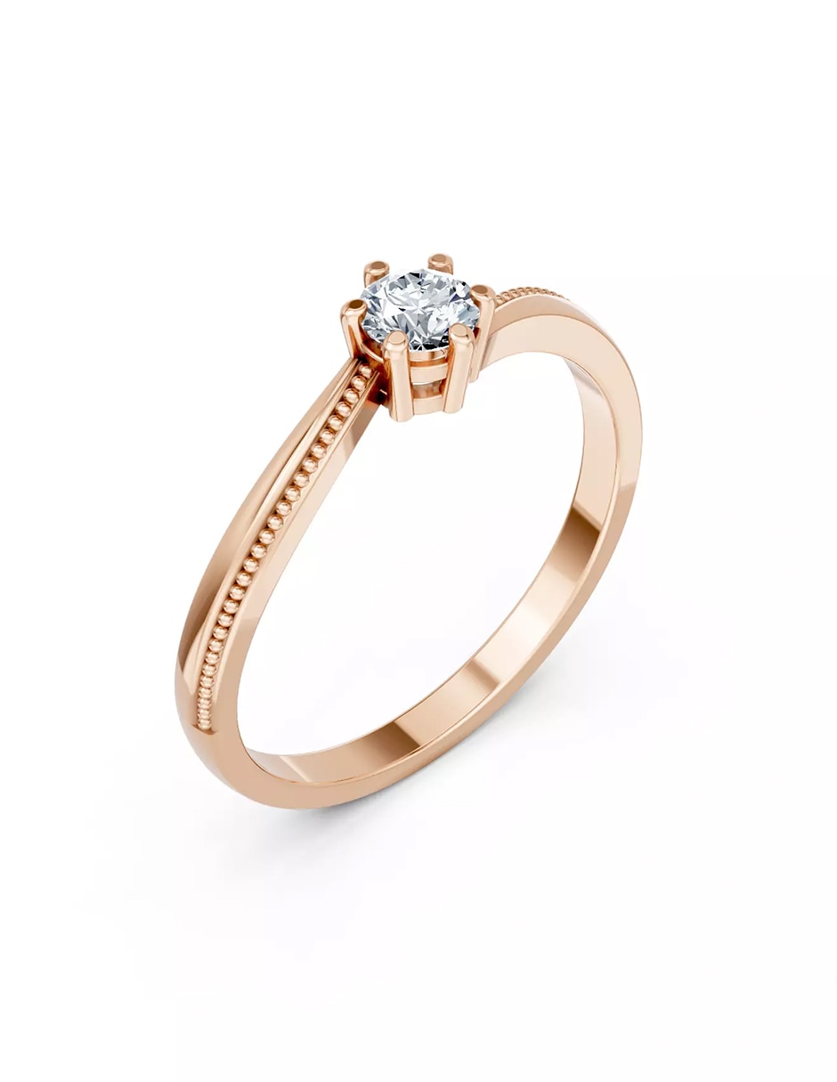 Anillo de compromiso de oro 18 k zirconia cúbica 6