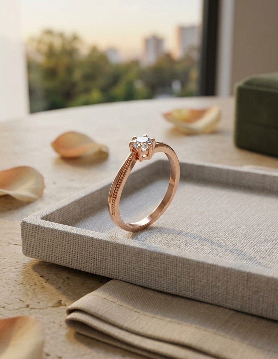 Anillo de compromiso de oro 18 k zirconia cúbica 7