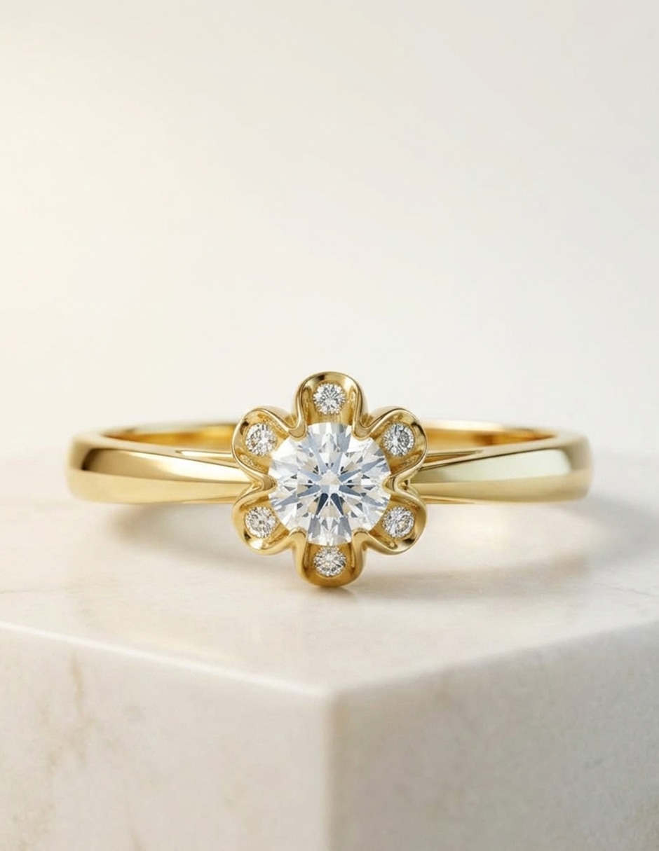 Anillo de compromiso de oro 9 k Amore Mio zirconia cúbica
