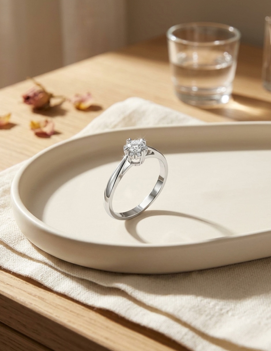 Anillo de compromiso de oro 9 k zirconia cúbica 4