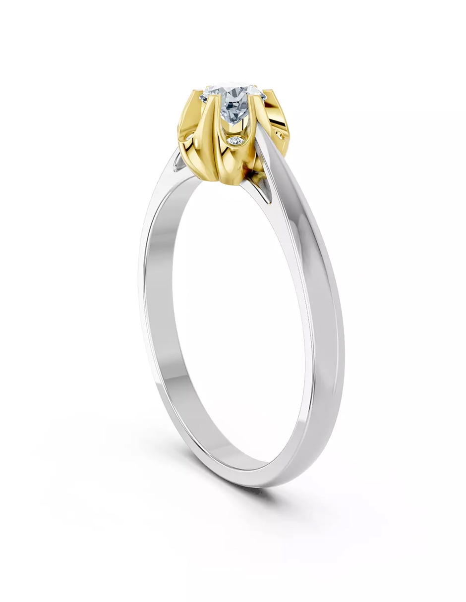 Anillo de compromiso de oro 14 k zirconia cúbica 3