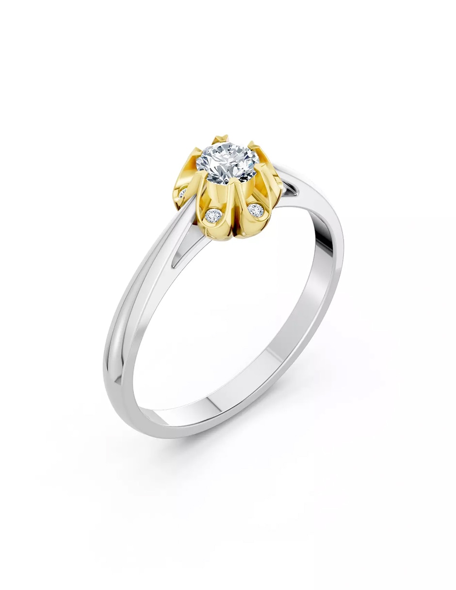 Anillo de compromiso de oro 14 k zirconia cúbica 6