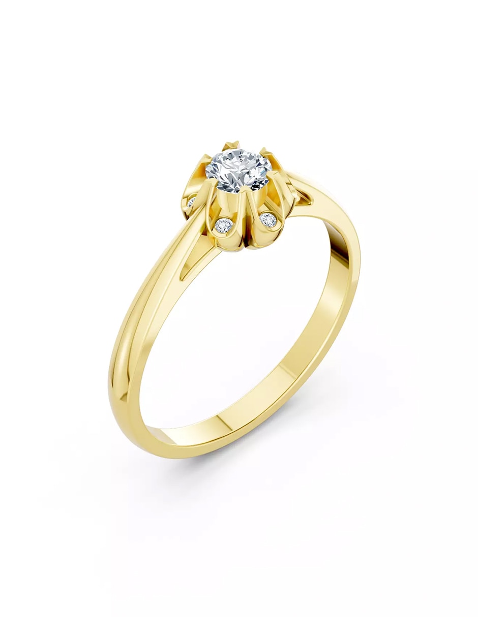 Anillo de compromiso de oro 14 k Amore Mio zirconia cúbica