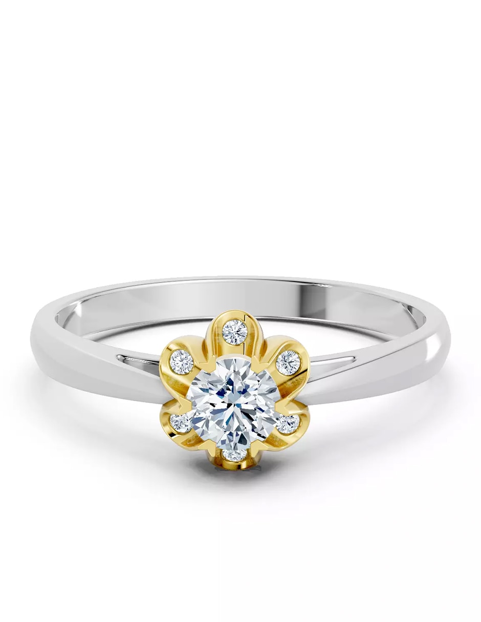 Anillo de compromiso de oro 18 k zirconia cúbica