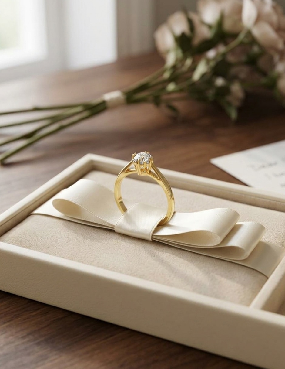 Anillo de compromiso de oro 14 k Amore Mio zirconia cúbica