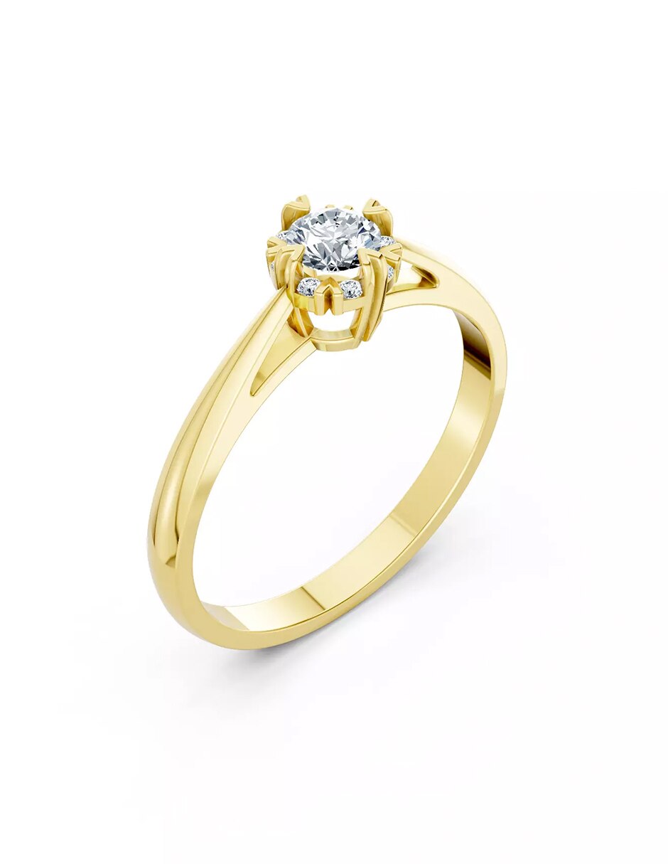 Anillo de compromiso de oro 14 k Amore Mio zirconia cúbica