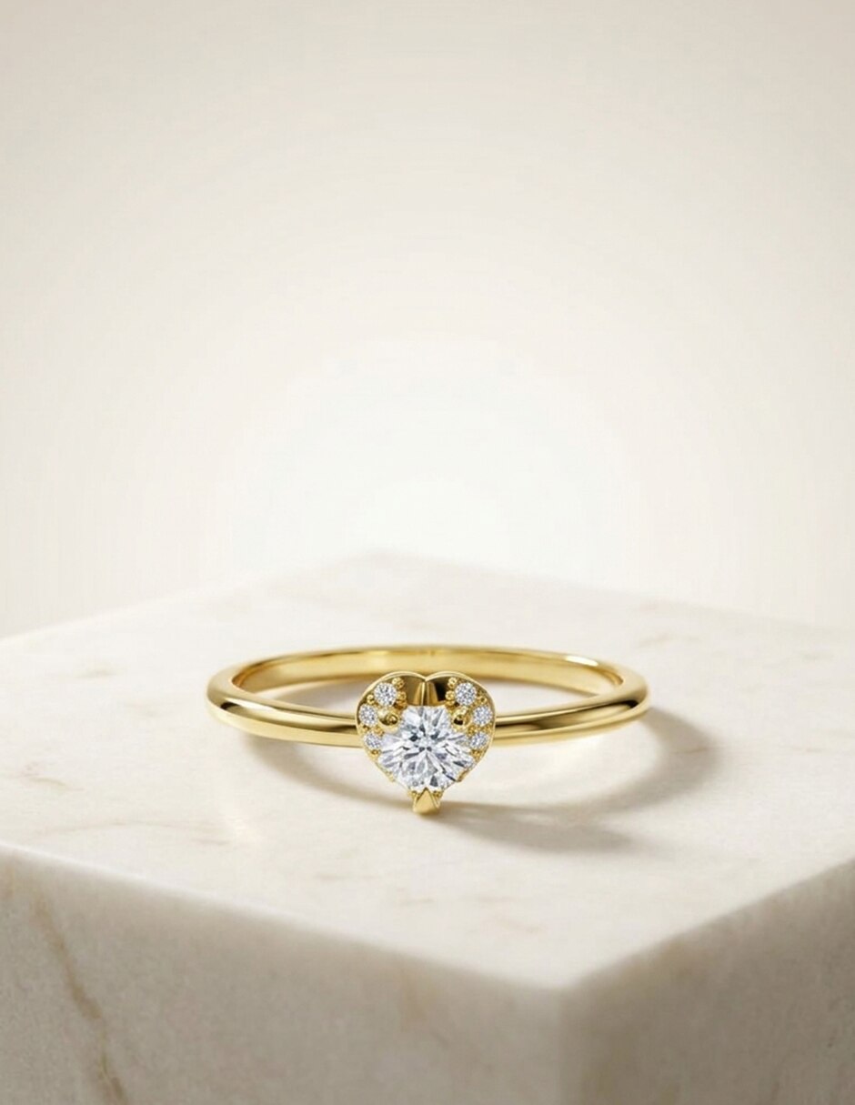Anillo de compromiso de oro 14 k zirconia cúbica 7