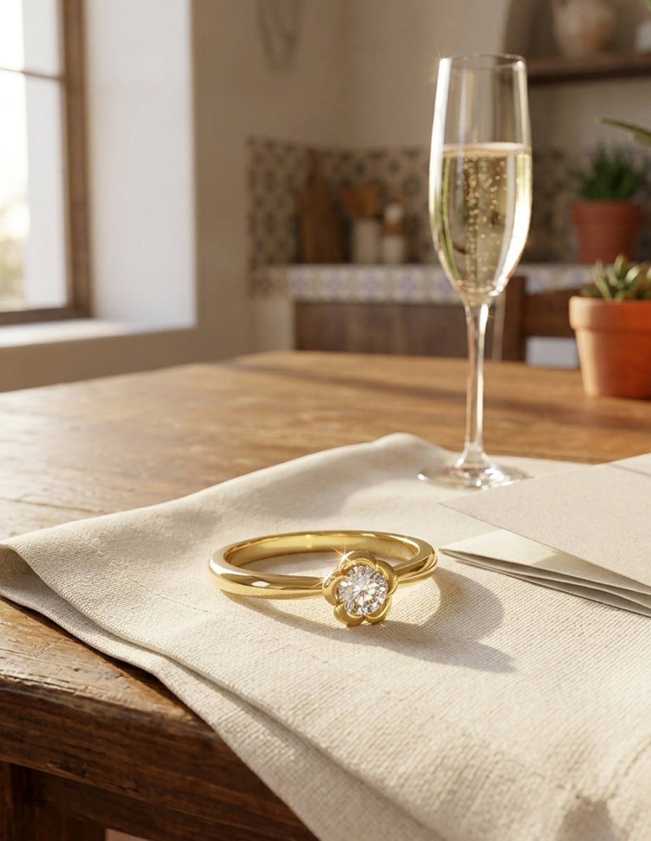 Anillo de compromiso de oro 9 k zirconia cúbica 4
