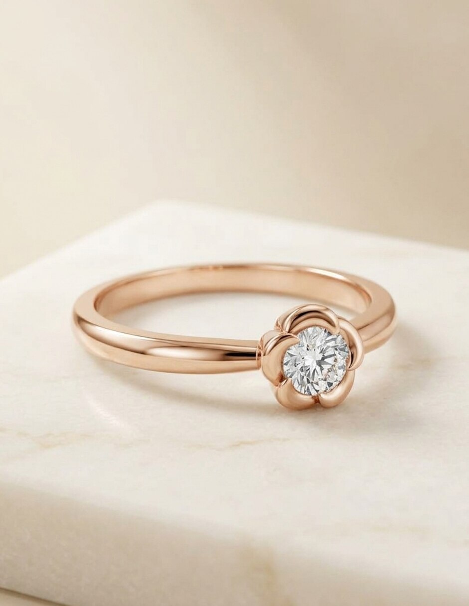 Anillo de compromiso de oro 9 k zirconia cúbica 7