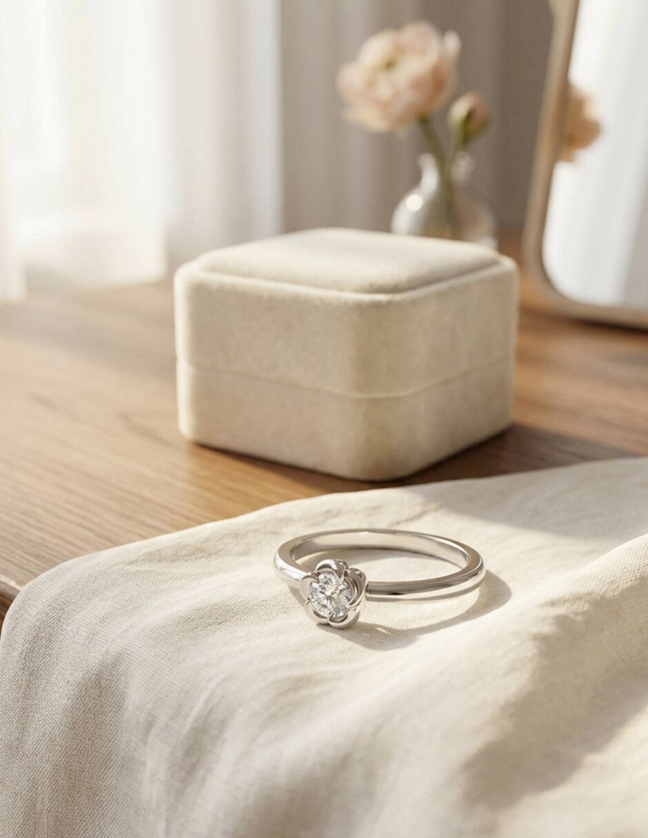 Anillo de compromiso de oro 14 k zirconia cúbica 5