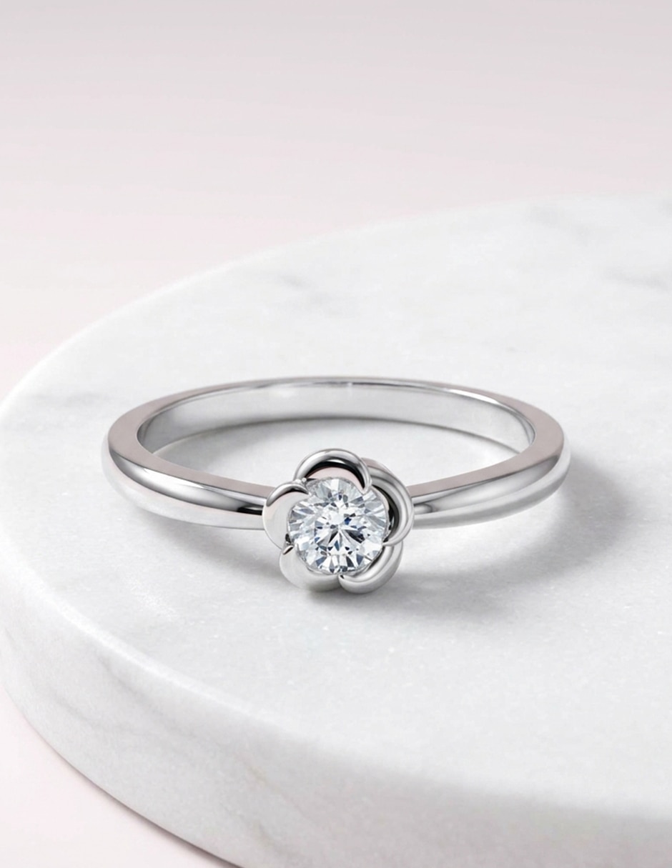 Anillo de compromiso de oro 14 k zirconia cúbica 7