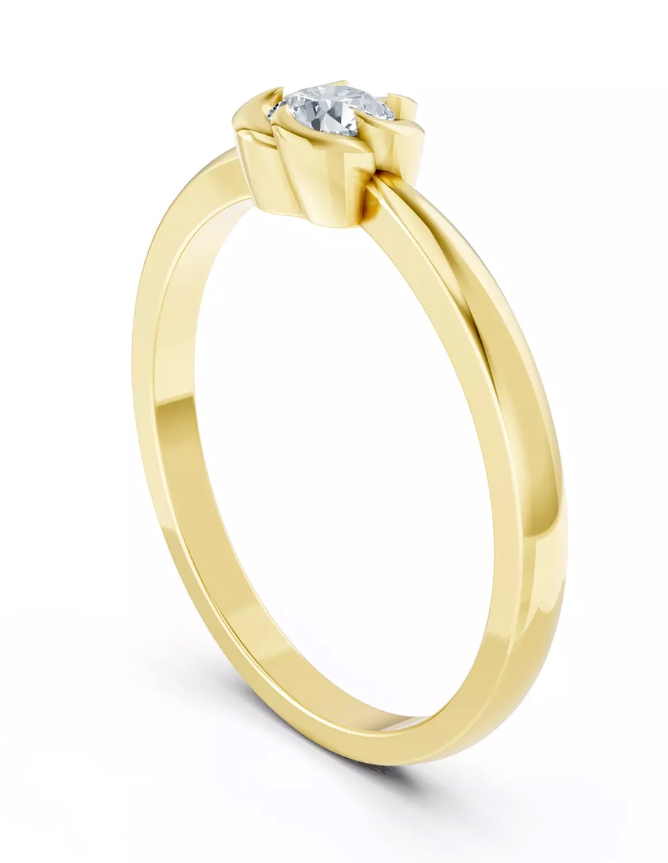 Anillo de compromiso de oro 14 k Amore Mio zirconia cúbica