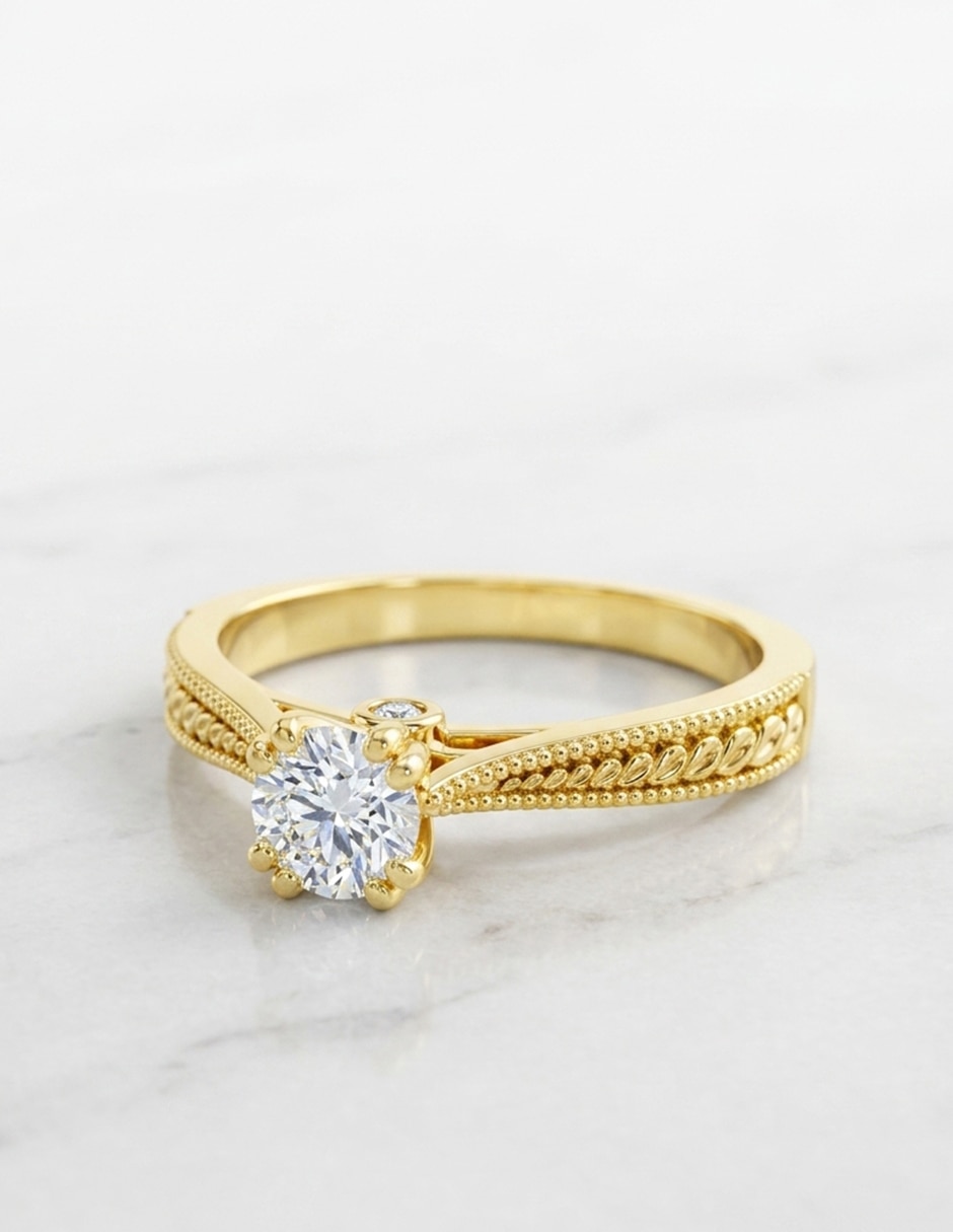 Anillo de compromiso de oro 14 k Amore Mio zirconia cúbica