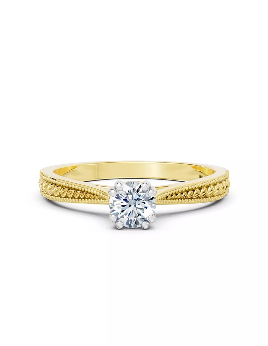 Anillo de compromiso de oro 14 k zirconia cúbica