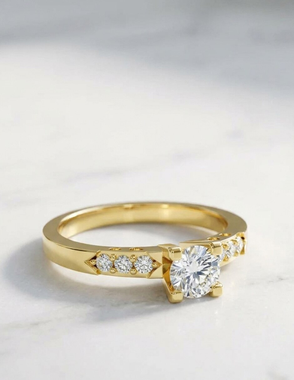 Anillo de compromiso de oro 9 k zirconia cúbica 7