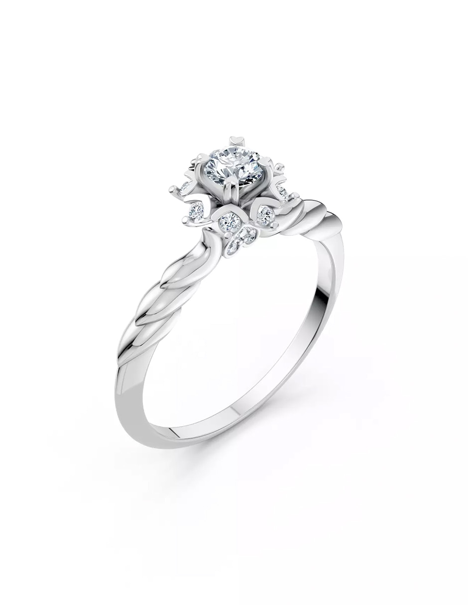Anillo de compromiso de oro 14 k zirconia cúbica 6