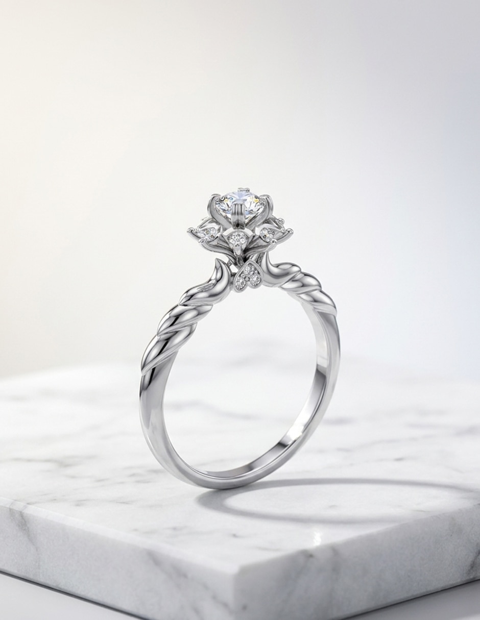 Anillo de compromiso de oro 14 k zirconia cúbica 7