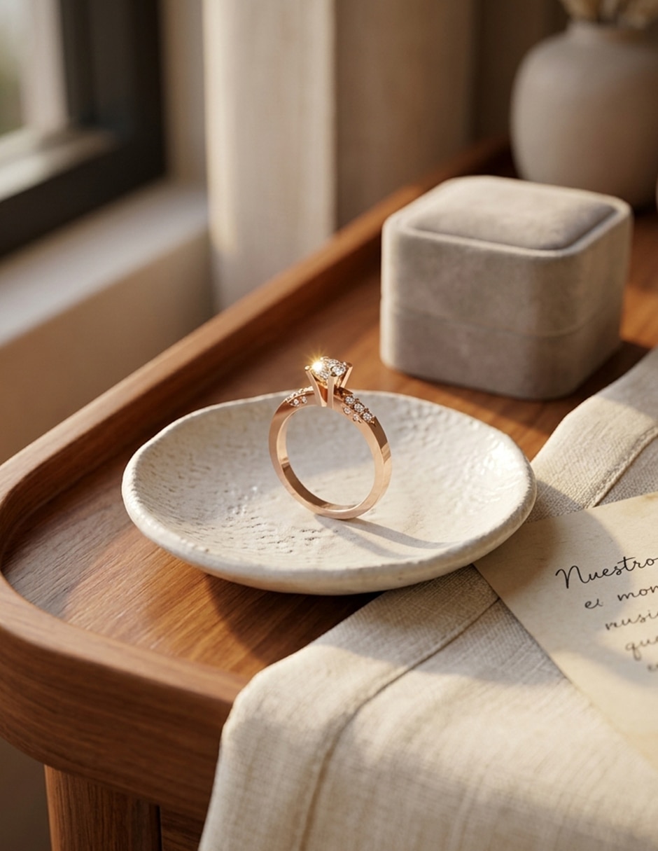 Anillo de compromiso de oro 14 k zirconia cúbica 7