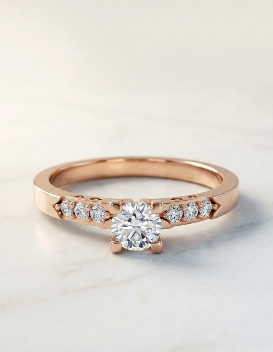 Anillo de compromiso de oro 14 k zirconia cúbica 8