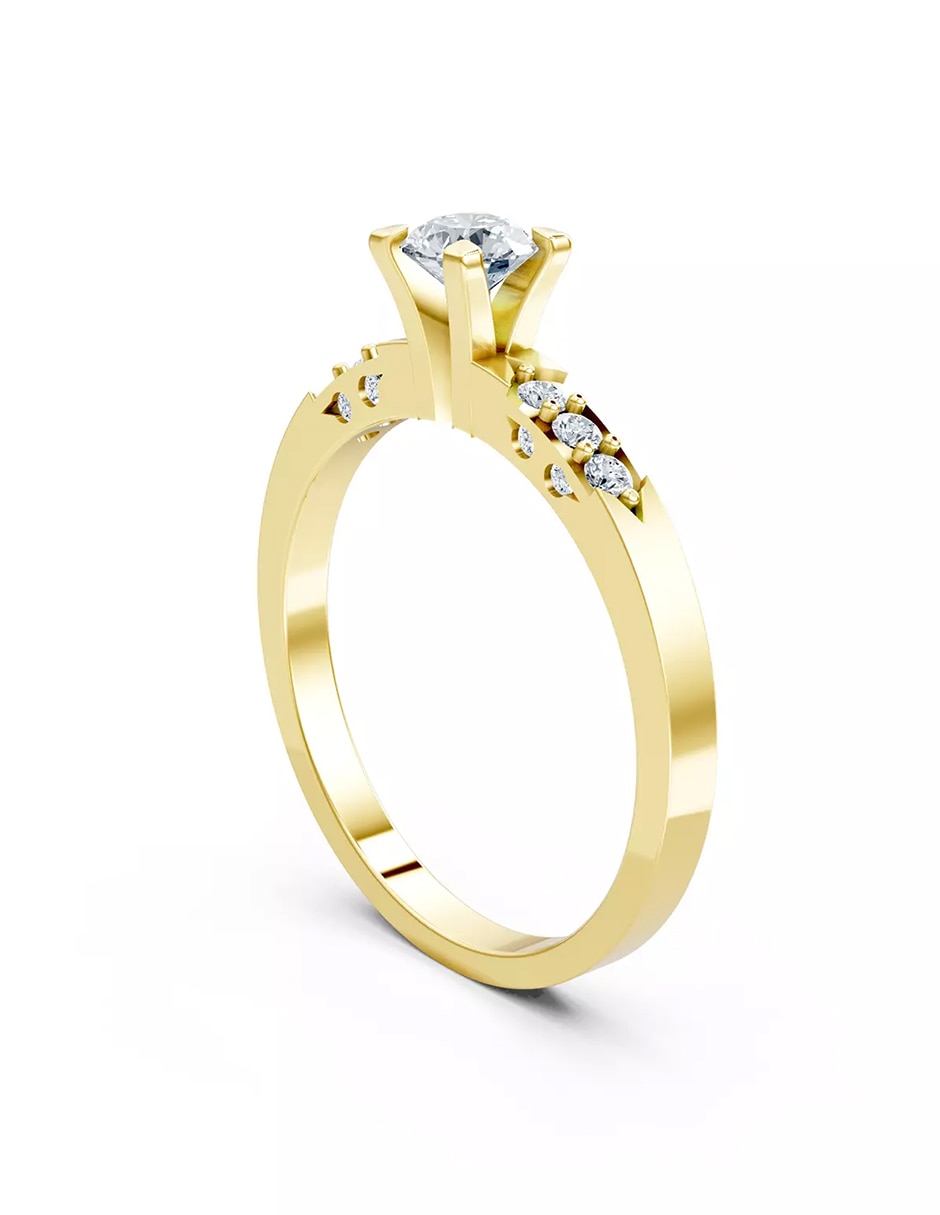 Anillo de compromiso de oro 14 k Amore Mio zirconia cúbica