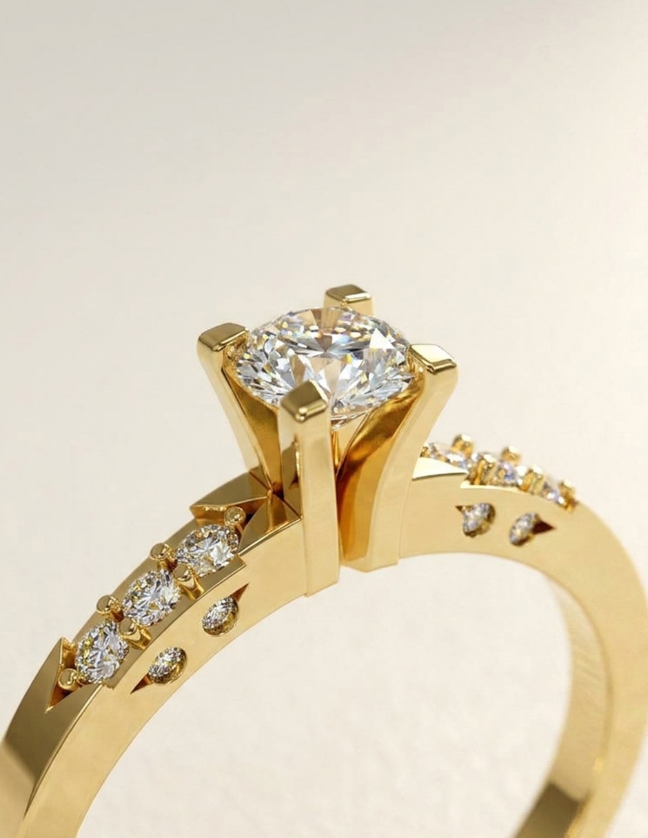Anillo de compromiso de oro 14 k Amore Mio zirconia cúbica