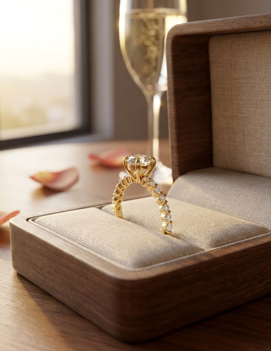 Anillo de compromiso de oro 9 k Amore Mio zirconia cúbica