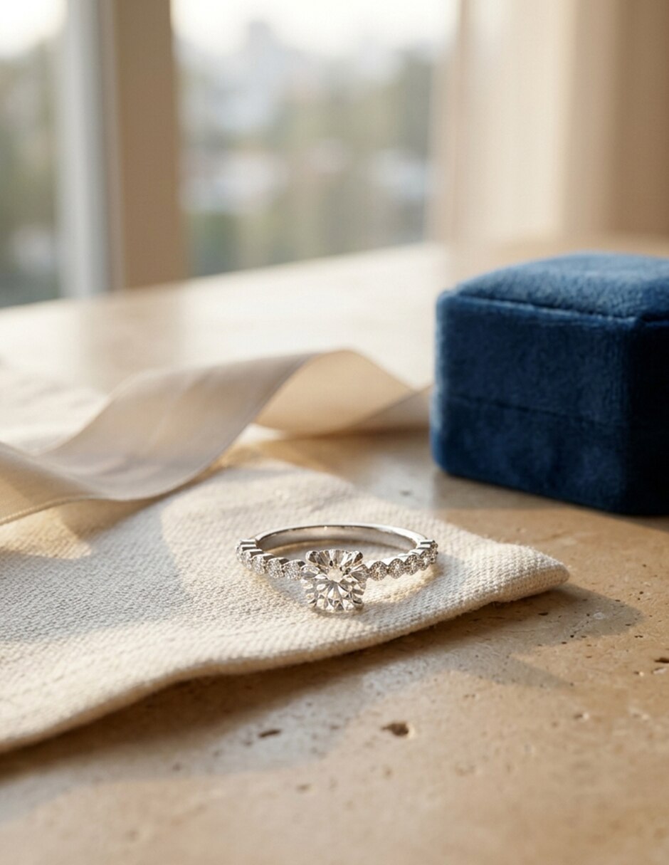 Anillo de compromiso de oro 18 k zirconia cúbica 8