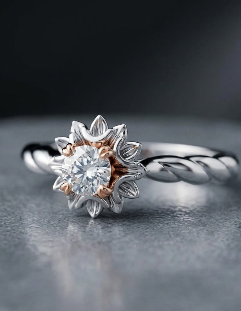 Anillo de compromiso de oro 18 k zirconia cúbica 4