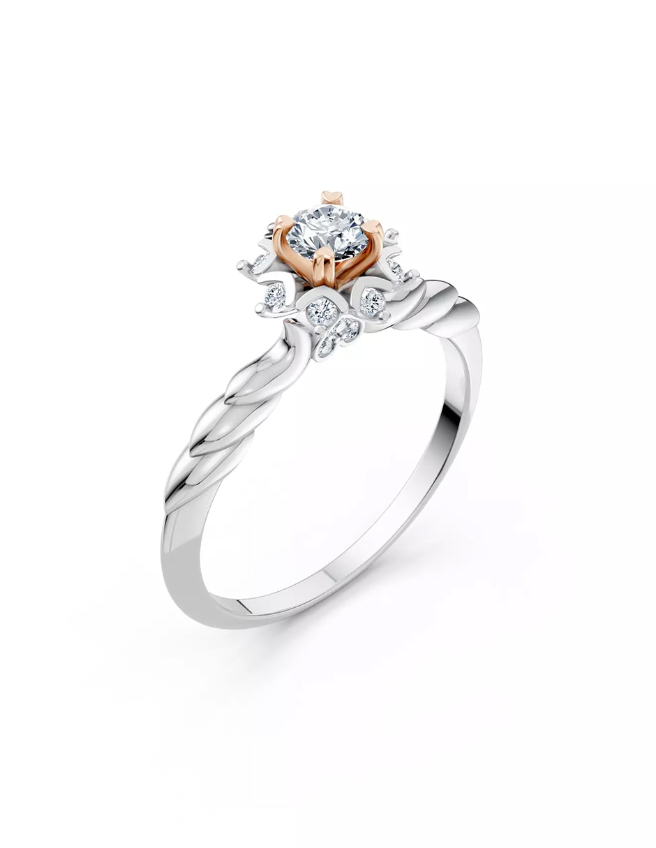 Anillo de compromiso de oro 18 k zirconia cúbica 5