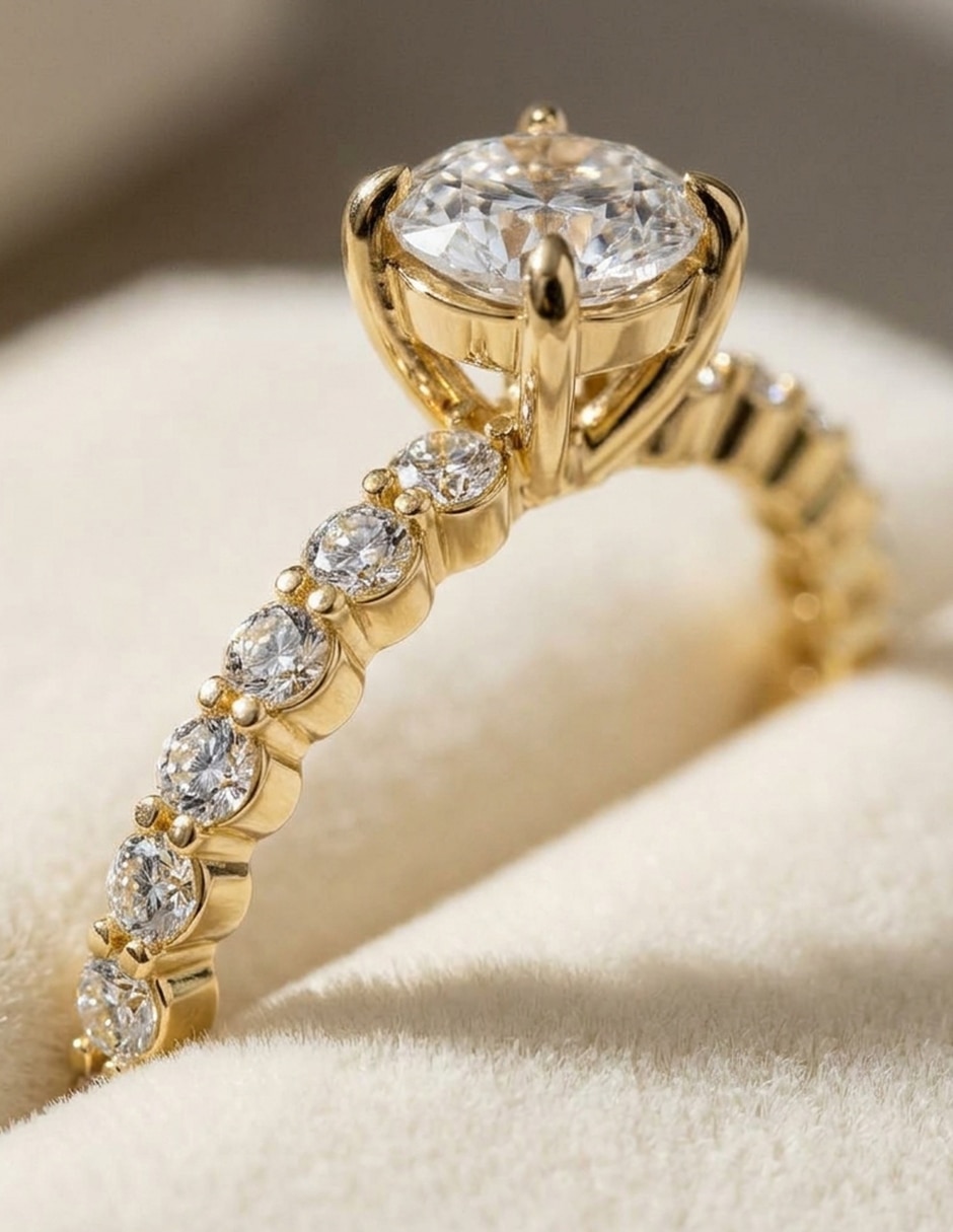 Anillo de compromiso de oro 14 k Amore Mio zirconia cúbica