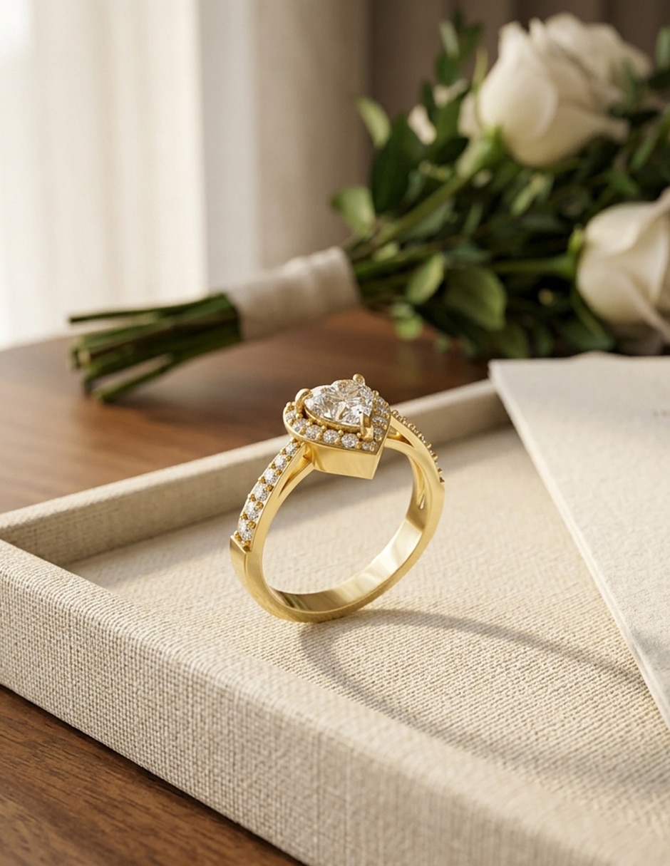 Anillo de compromiso de oro 14 k zirconia cúbica 5