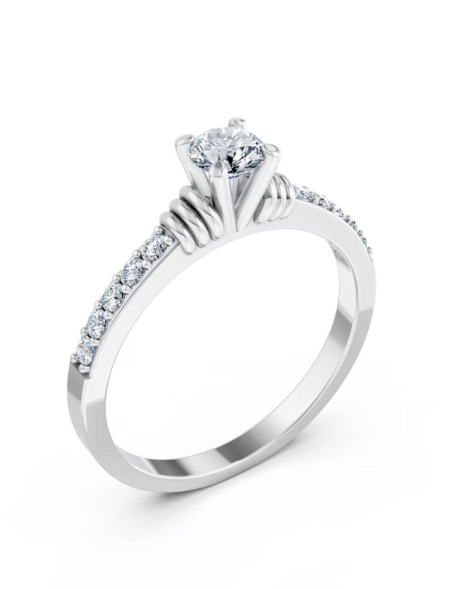 Anillo de compromiso de oro 9 k zirconia cúbica 7