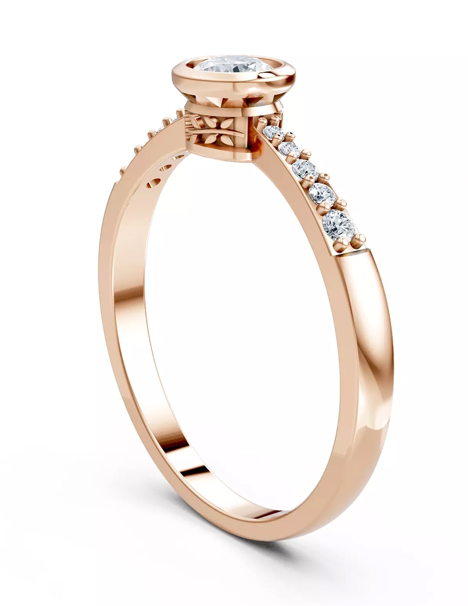 Anillo de compromiso de oro 14 k zirconia cúbica 3