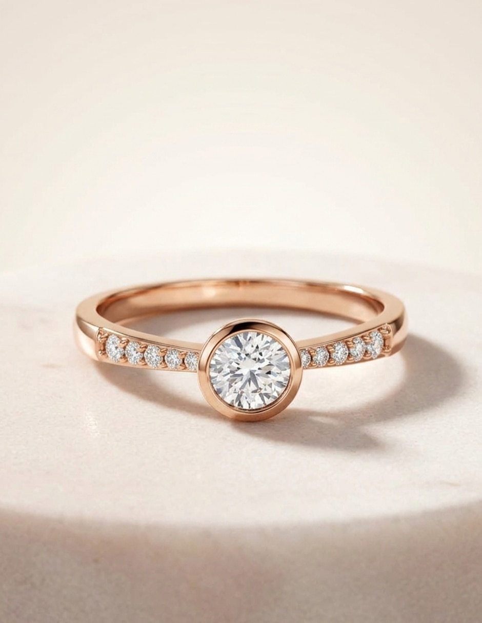 Anillo de compromiso de oro 14 k zirconia cúbica 4