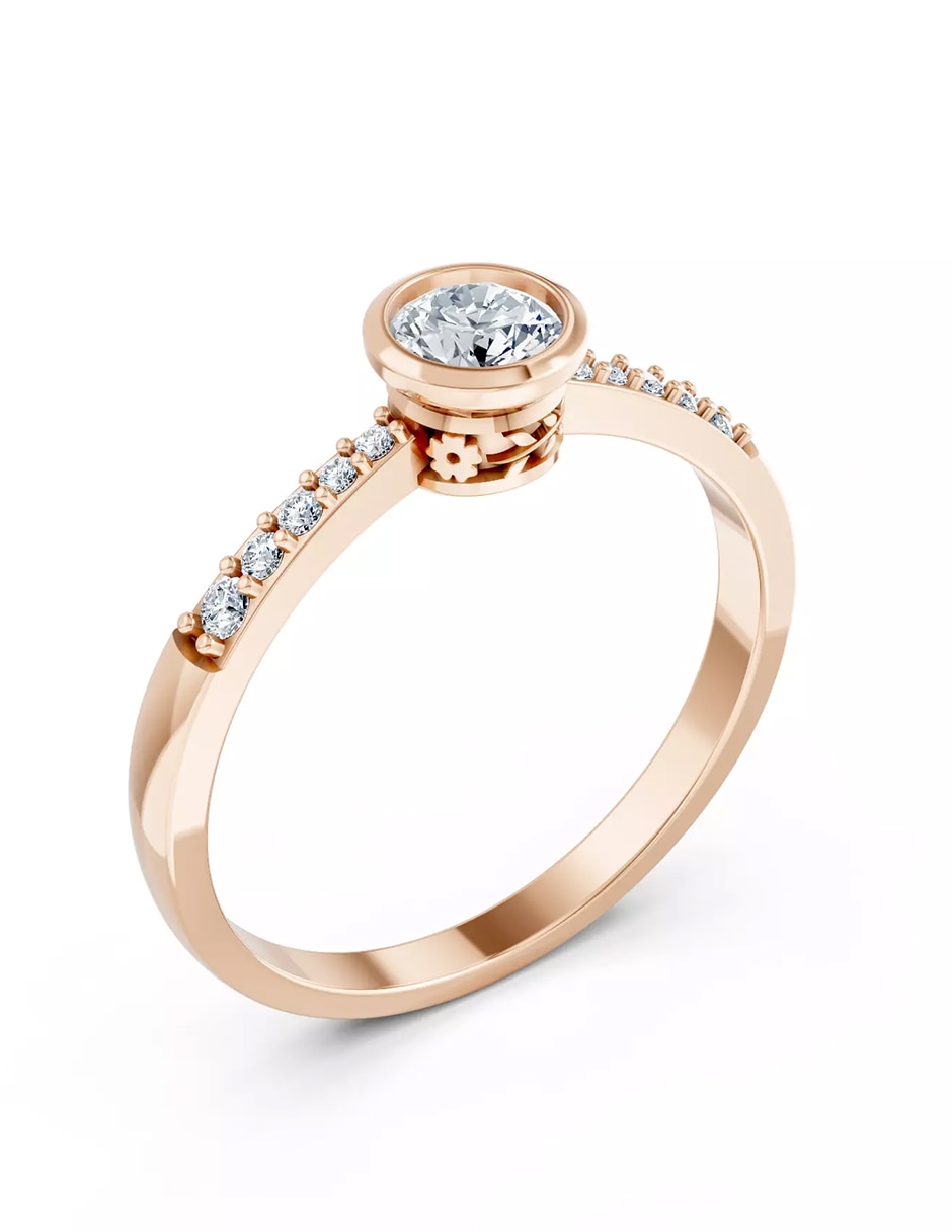 Anillo de compromiso de oro 14 k zirconia cúbica 6