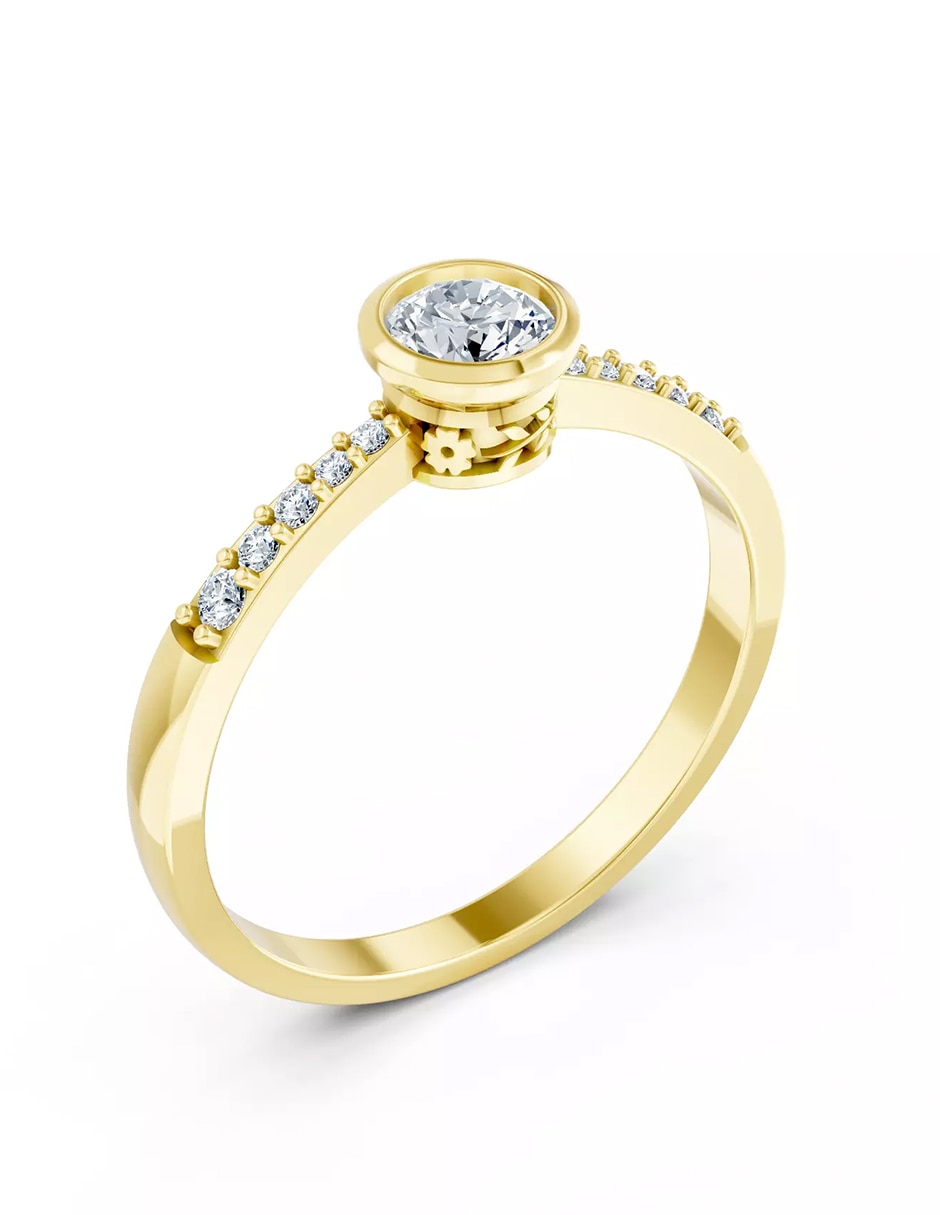 Anillo de compromiso de oro 14 k Amore Mio zirconia cúbica