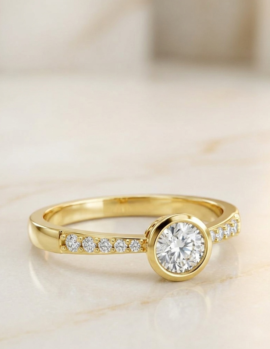 Anillo de compromiso de oro 14 k Amore Mio zirconia cúbica