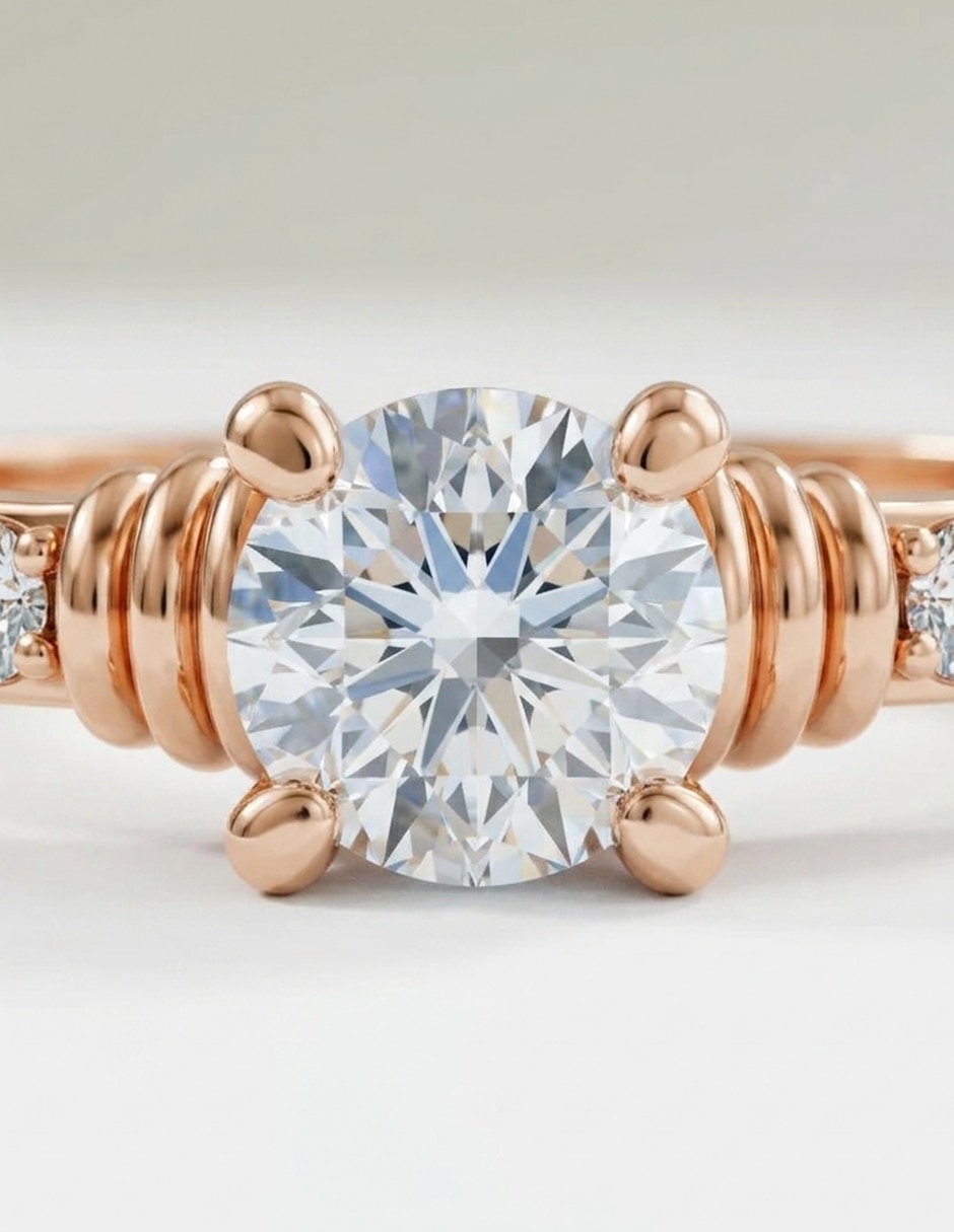 Anillo de compromiso de oro 14 k zirconia cúbica 5