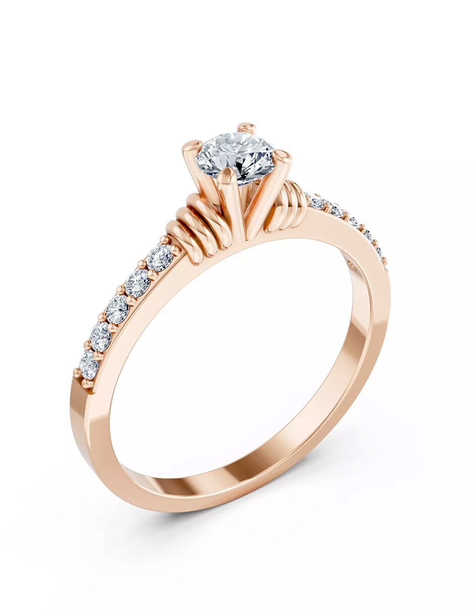 Anillo de compromiso de oro 14 k zirconia cúbica 6
